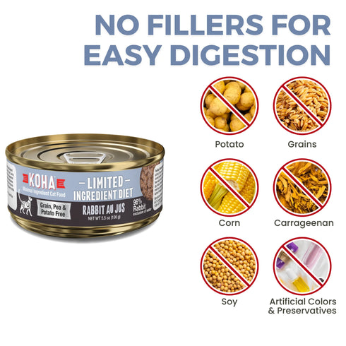 Koha Limited Ingredient Diet Pate Wet Cat Food - Rabbit Au Jus - 3oz Can